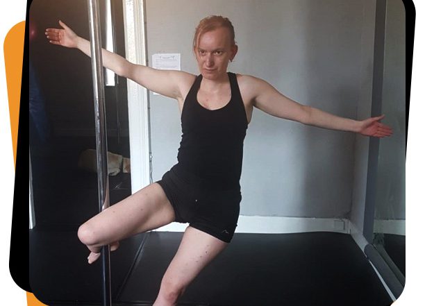 Alex at her pole dancing class