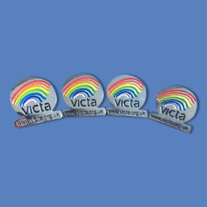 VICTA pin badges