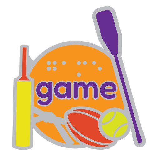 Game on pin badge logo.