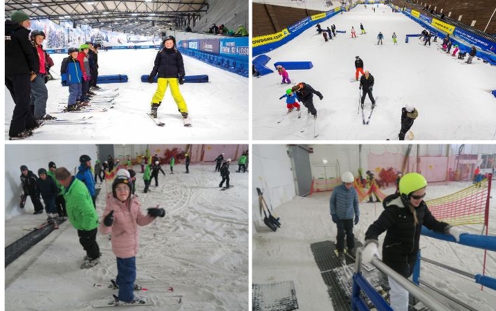 Copy of Activity Banners (89) Children skiing and snowboarding.