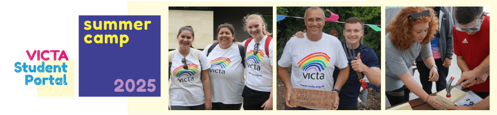 Summer Camp 2025 Banner VICTA Summer Camp 2025. Images of people enjoying camp activities.