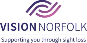 Purple eye logo for Vision Norfolk.