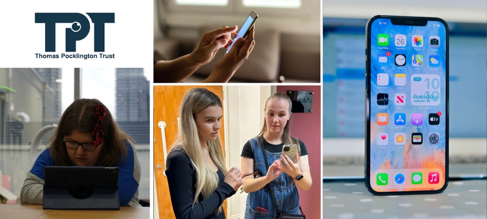 TPT logo and images of young people using mobile phone