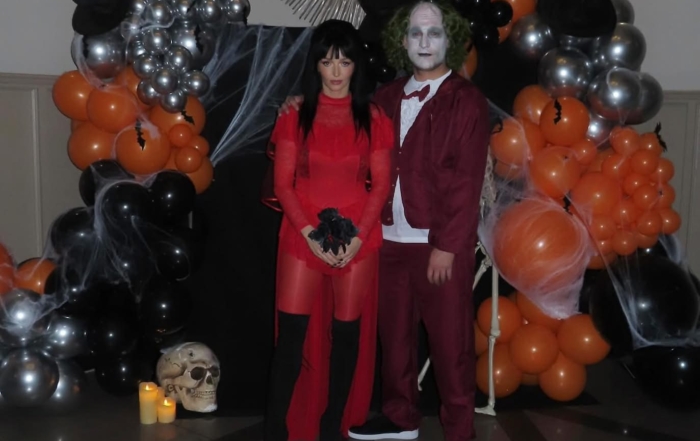 Dressed as characters from the Joker movie