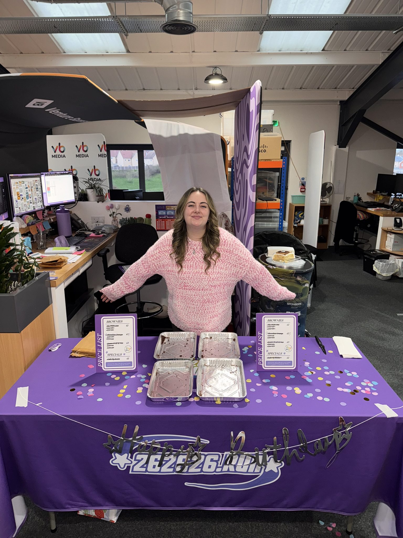 Kayleigh stand behind empty trays as she is all sold out