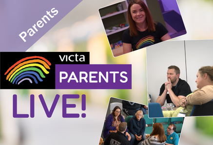Parents concentrating at a conference for VICTA Parents Live.