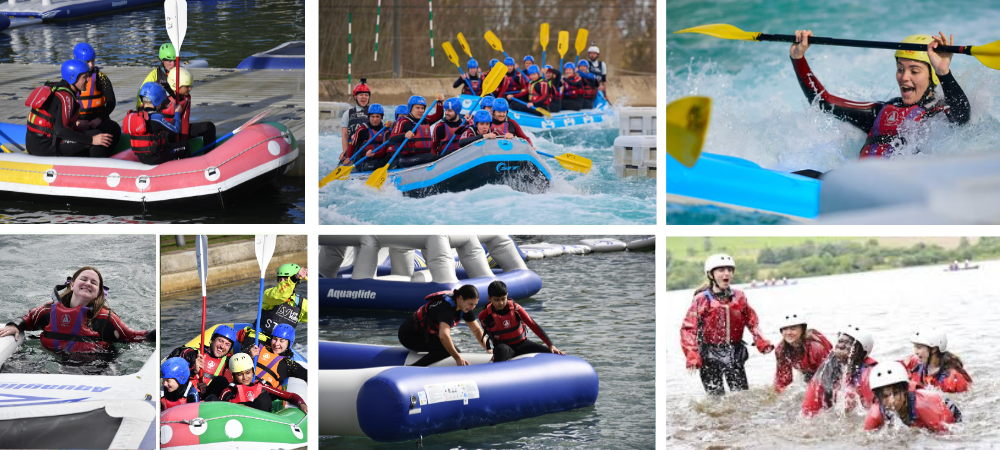 People enjoying white water rafting.