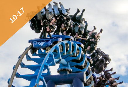 People having fun on a rollercoaster.