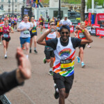 A runner in the 2024 TCS London Marathon raising money for VICTA, a national charity that provides support to children and young adults from 0 to 29 who are blind or partially sighted and their families – www.victa.org.uk.